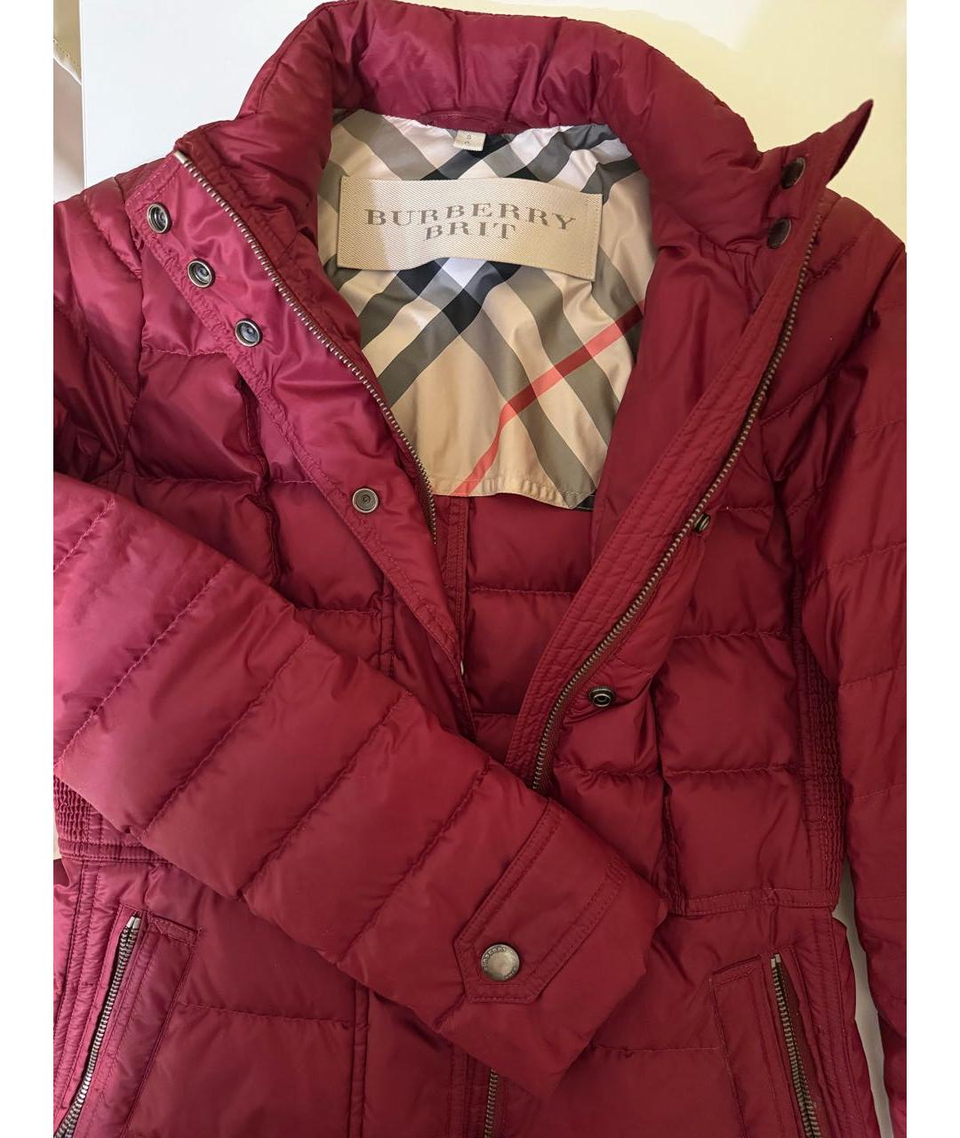 BURBERRY Бордовая полиэстеровая куртка, фото 6