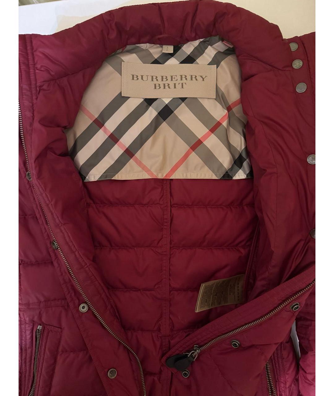 BURBERRY Бордовая полиэстеровая куртка, фото 3