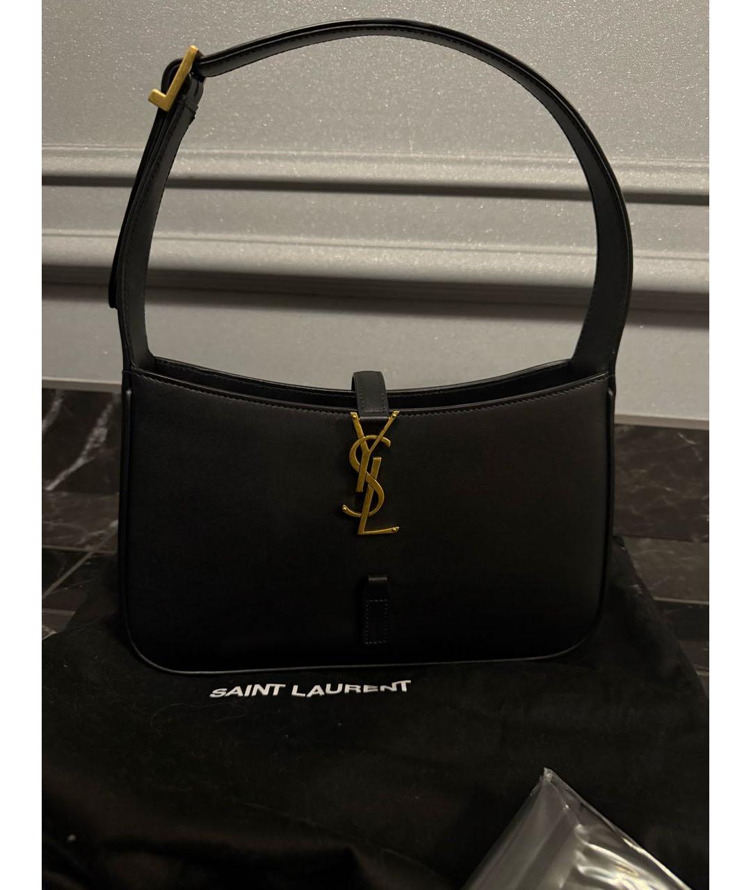 SAINT LAURENT Черная кожаная сумка с короткими ручками, фото 9