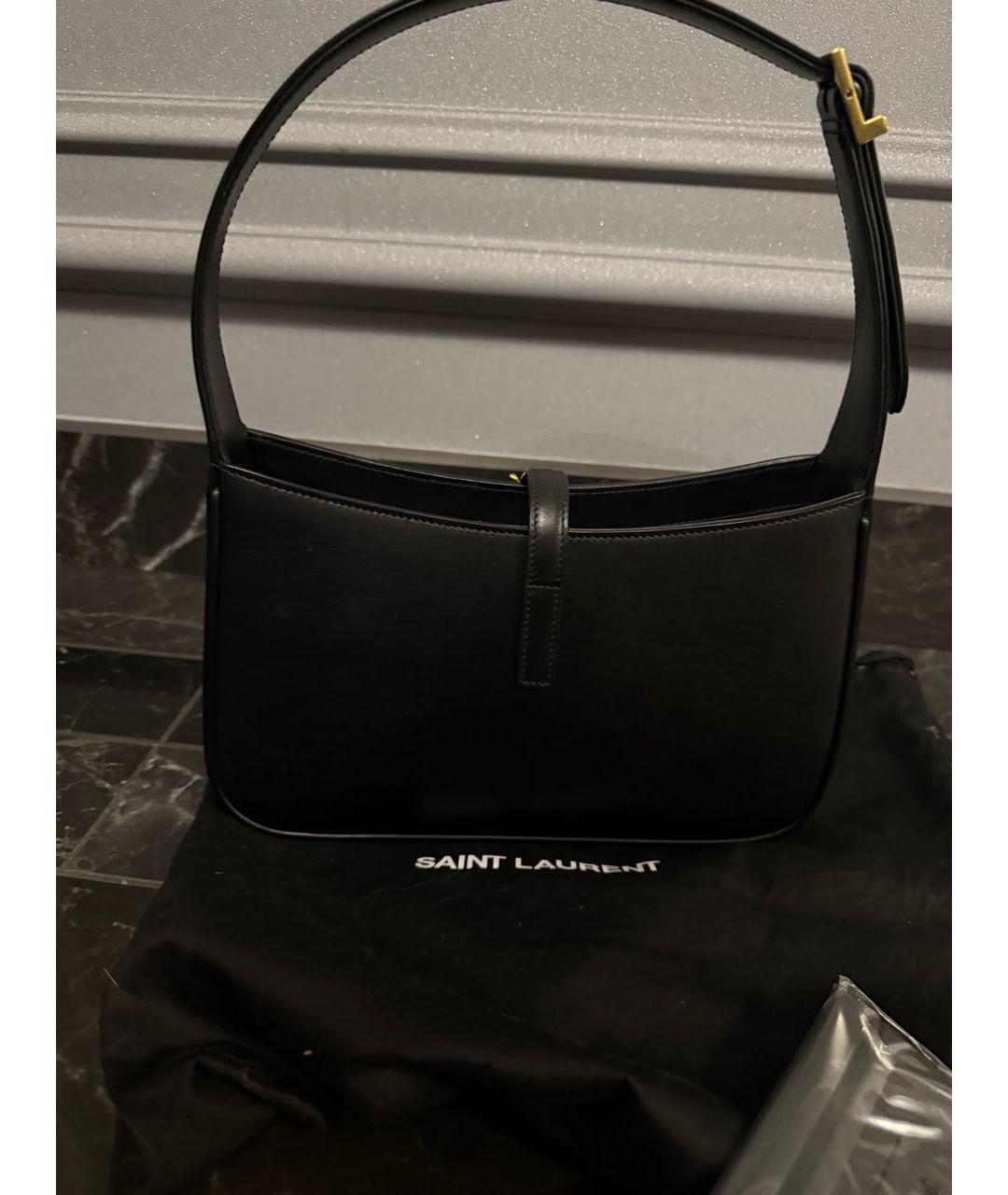 SAINT LAURENT Черная кожаная сумка с короткими ручками, фото 2