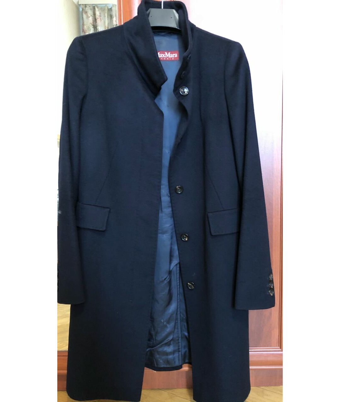 MAX MARA Темно-синее шерстяное пальто, фото 3