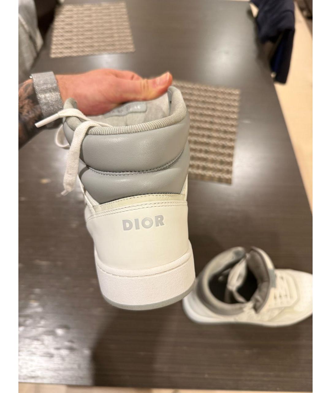 CHRISTIAN DIOR Белые кожаные высокие кроссовки / кеды, фото 5