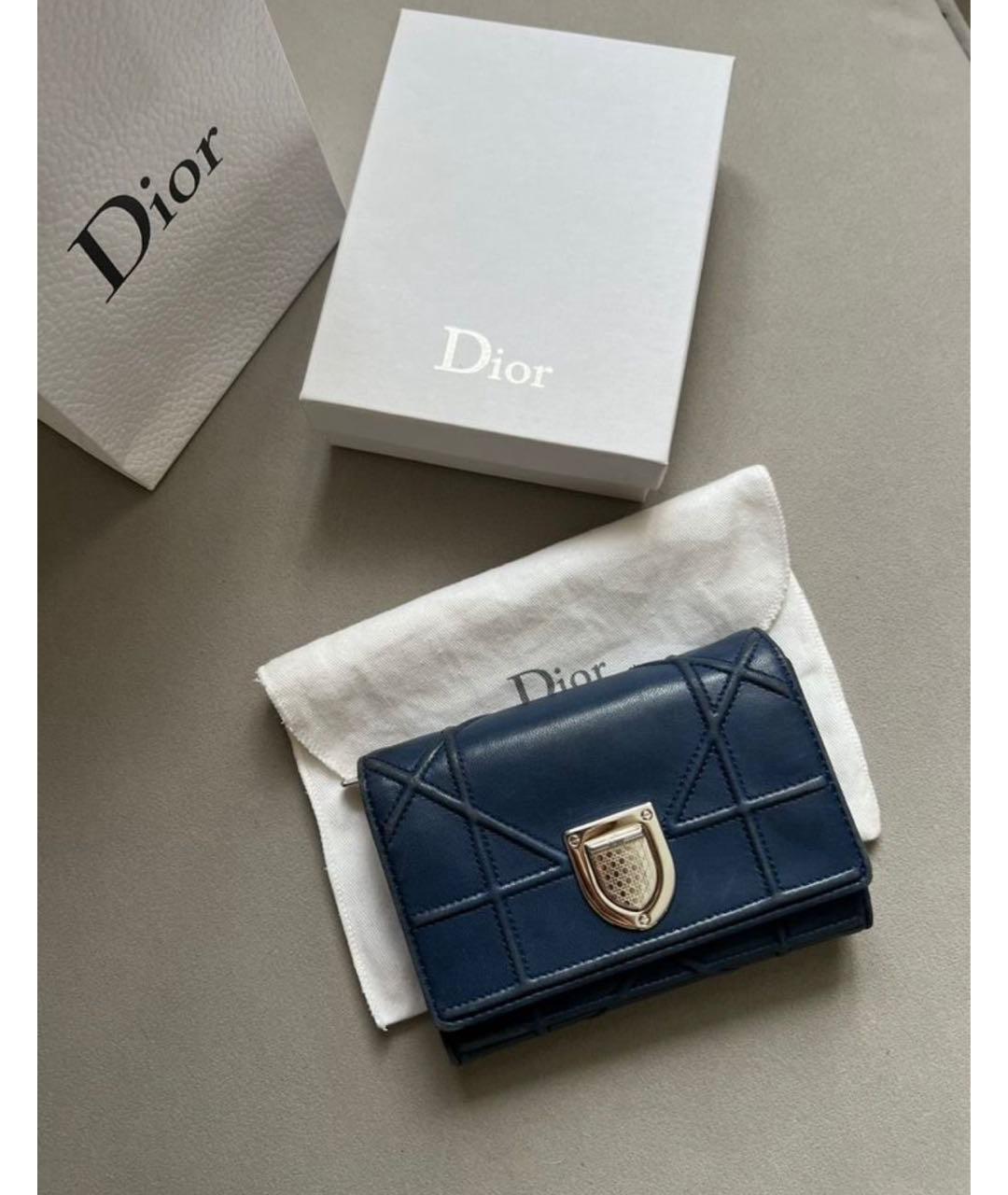 CHRISTIAN DIOR Темно-синий кожаный кошелек, фото 6