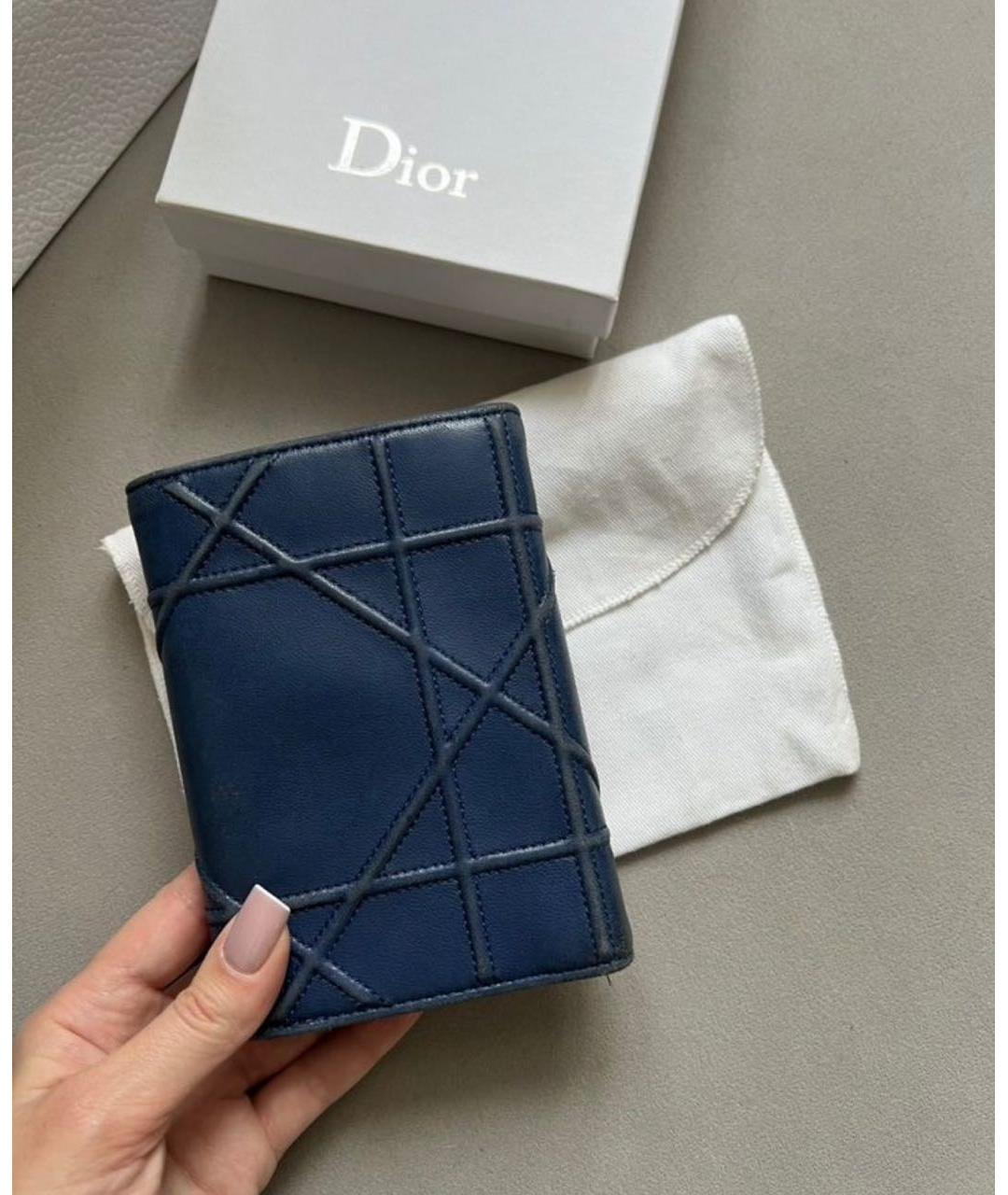 CHRISTIAN DIOR Темно-синий кожаный кошелек, фото 4