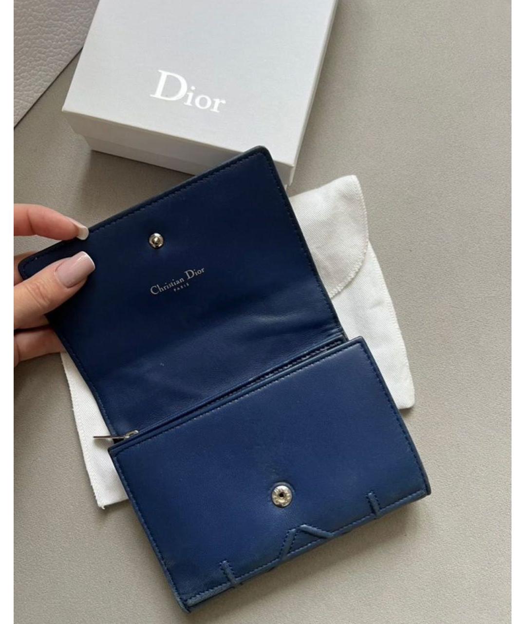 CHRISTIAN DIOR Темно-синий кожаный кошелек, фото 3