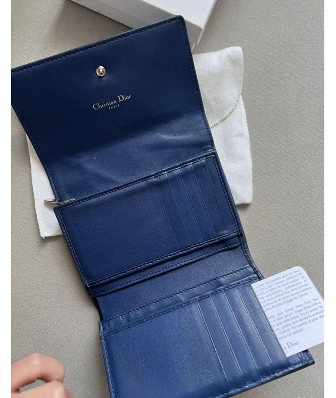 CHRISTIAN DIOR Темно-синий кожаный кошелек, фото 5