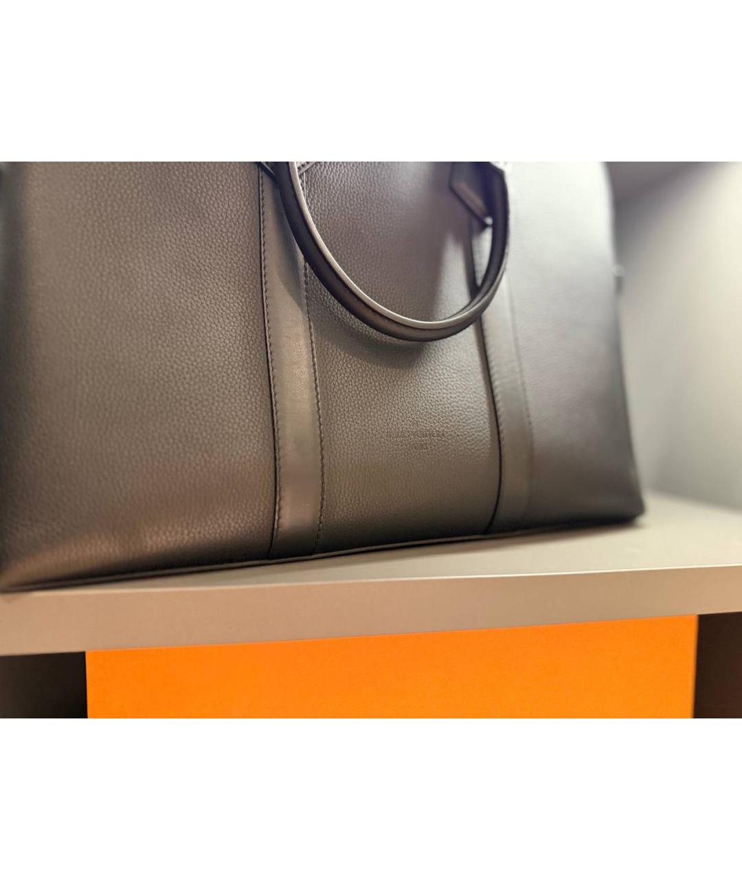 LOUIS VUITTON Черный кожаный портфель, фото 3