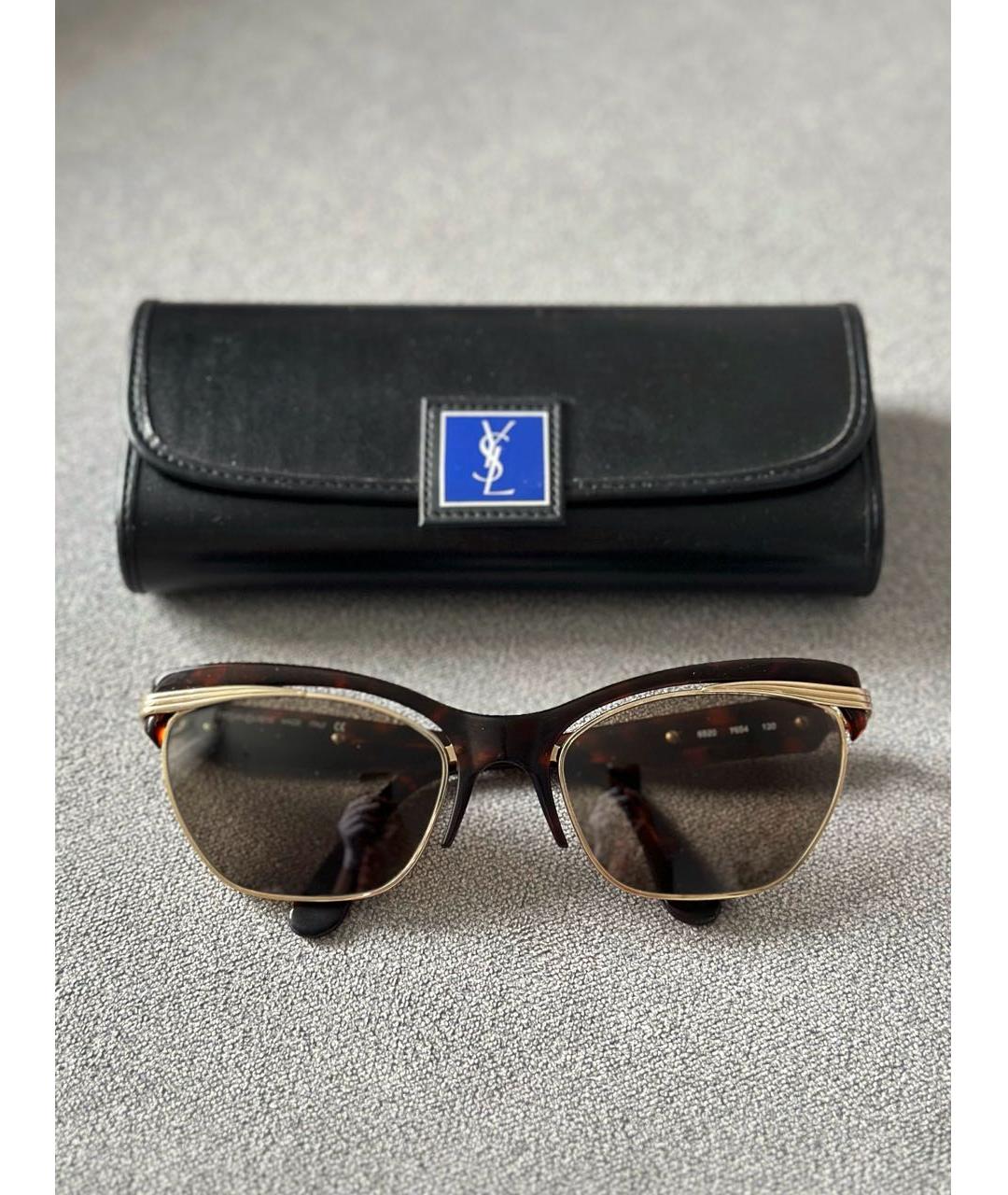 SAINT LAURENT Коричневые пластиковые солнцезащитные очки, фото 2