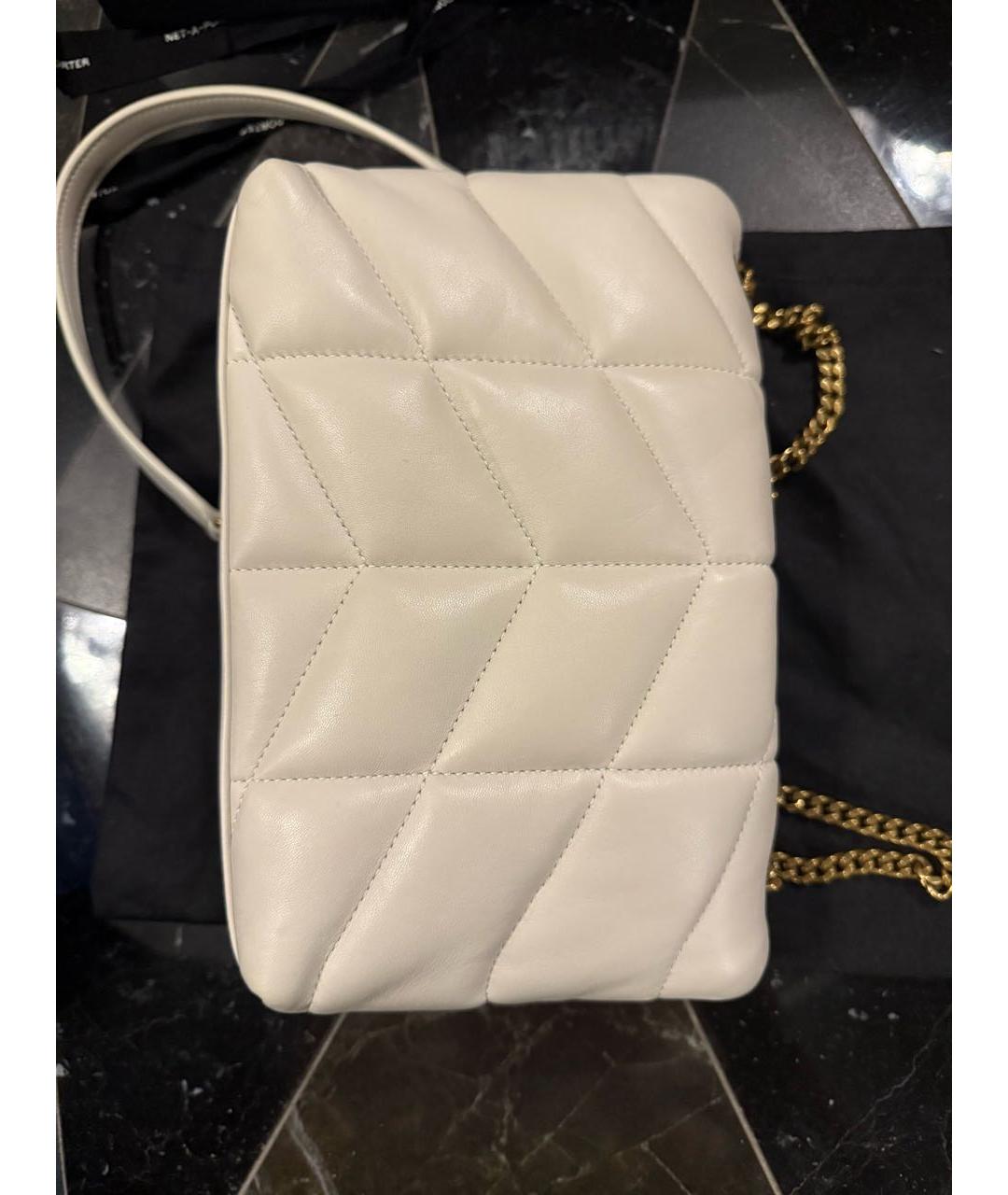 SAINT LAURENT Бежевая кожаная сумка через плечо, фото 2