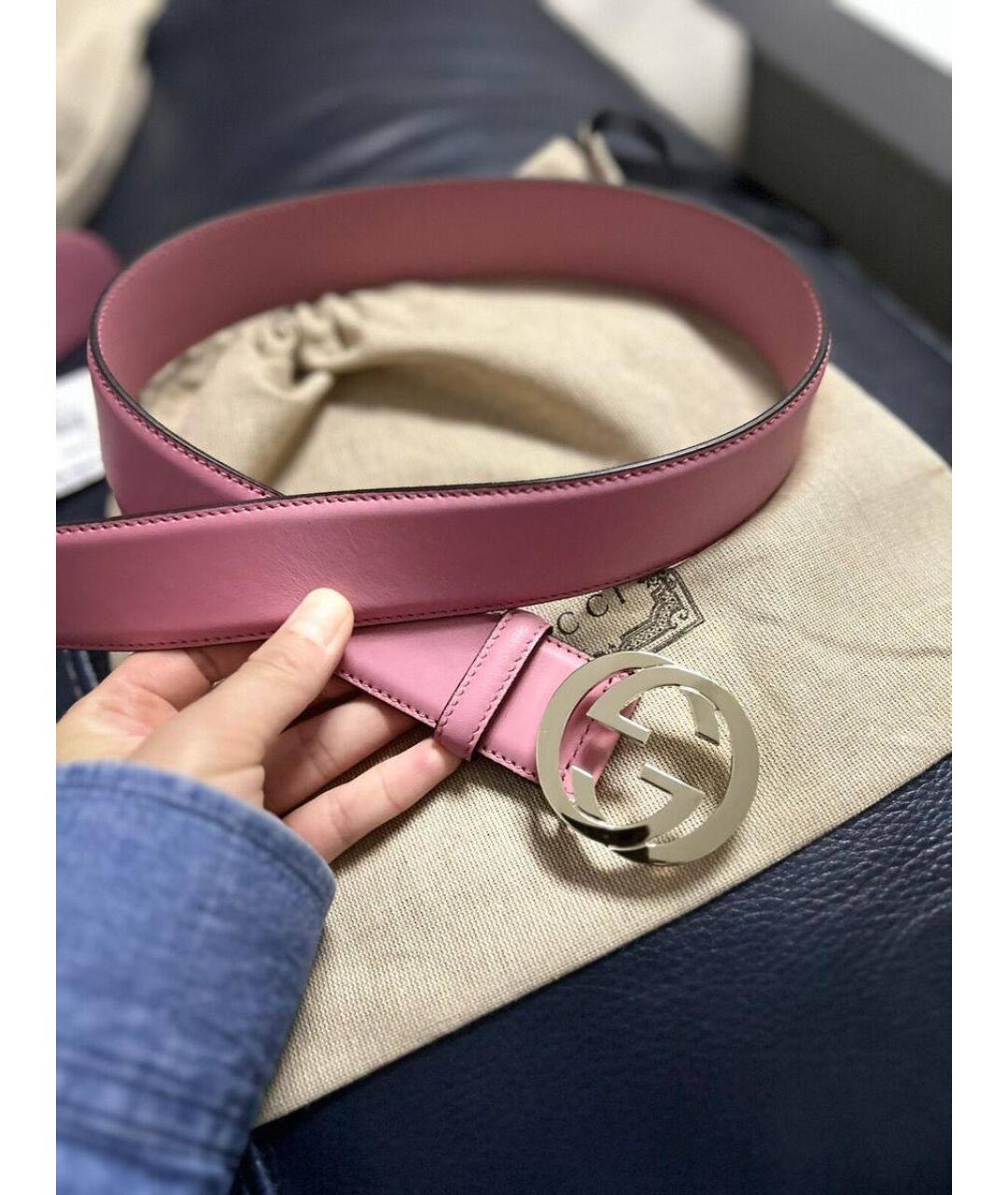 GUCCI Розовый кожаный ремень, фото 2