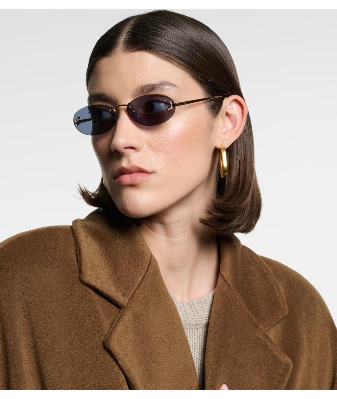 FENDI Темно-синие металлические солнцезащитные очки, фото 3