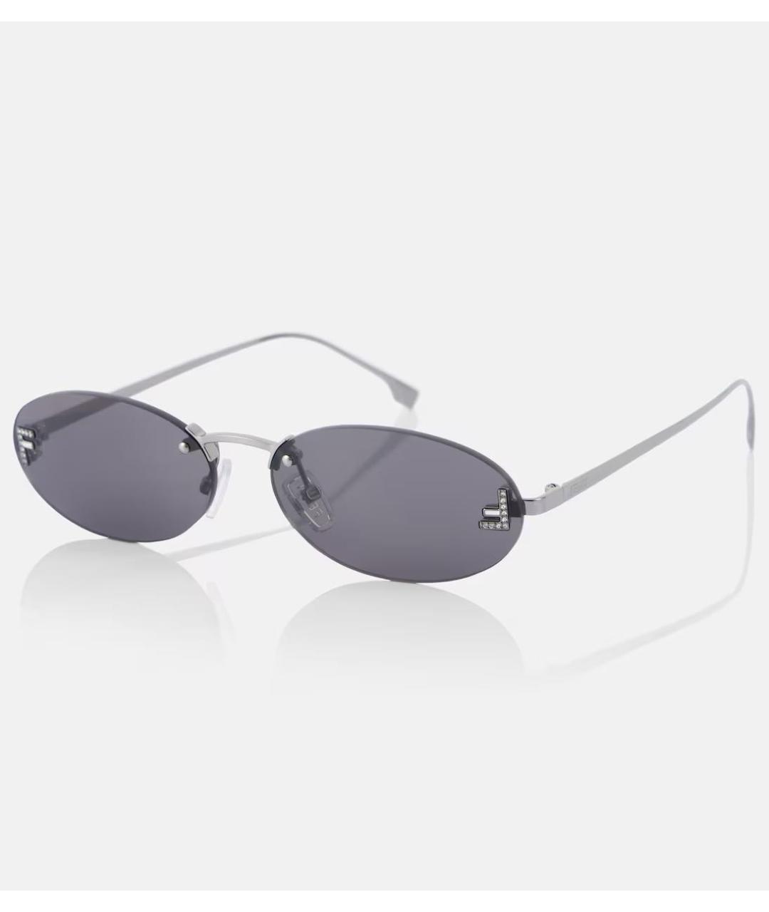 FENDI Черные металлические солнцезащитные очки, фото 4
