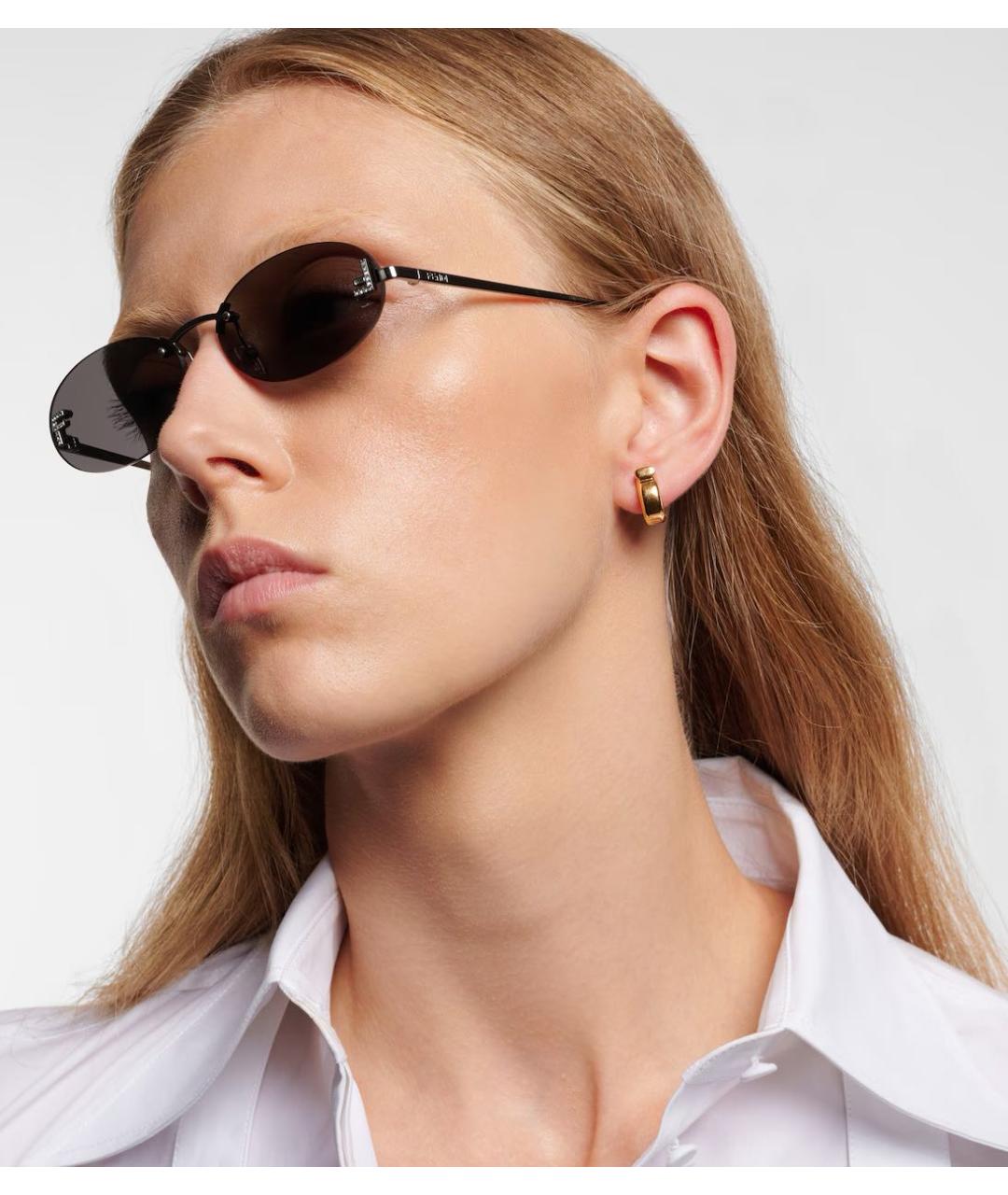 FENDI Черные металлические солнцезащитные очки, фото 3