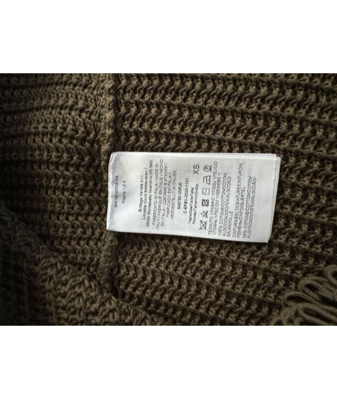 BOTTEGA VENETA Хаки хлопковая юбка мини, фото 3