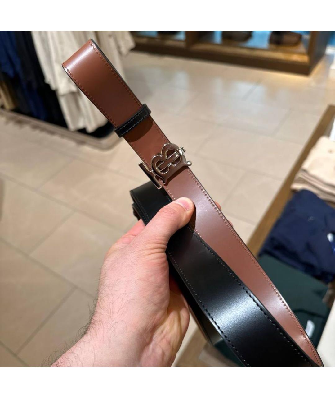 BURBERRY Коричневый кожаный ремень, фото 3