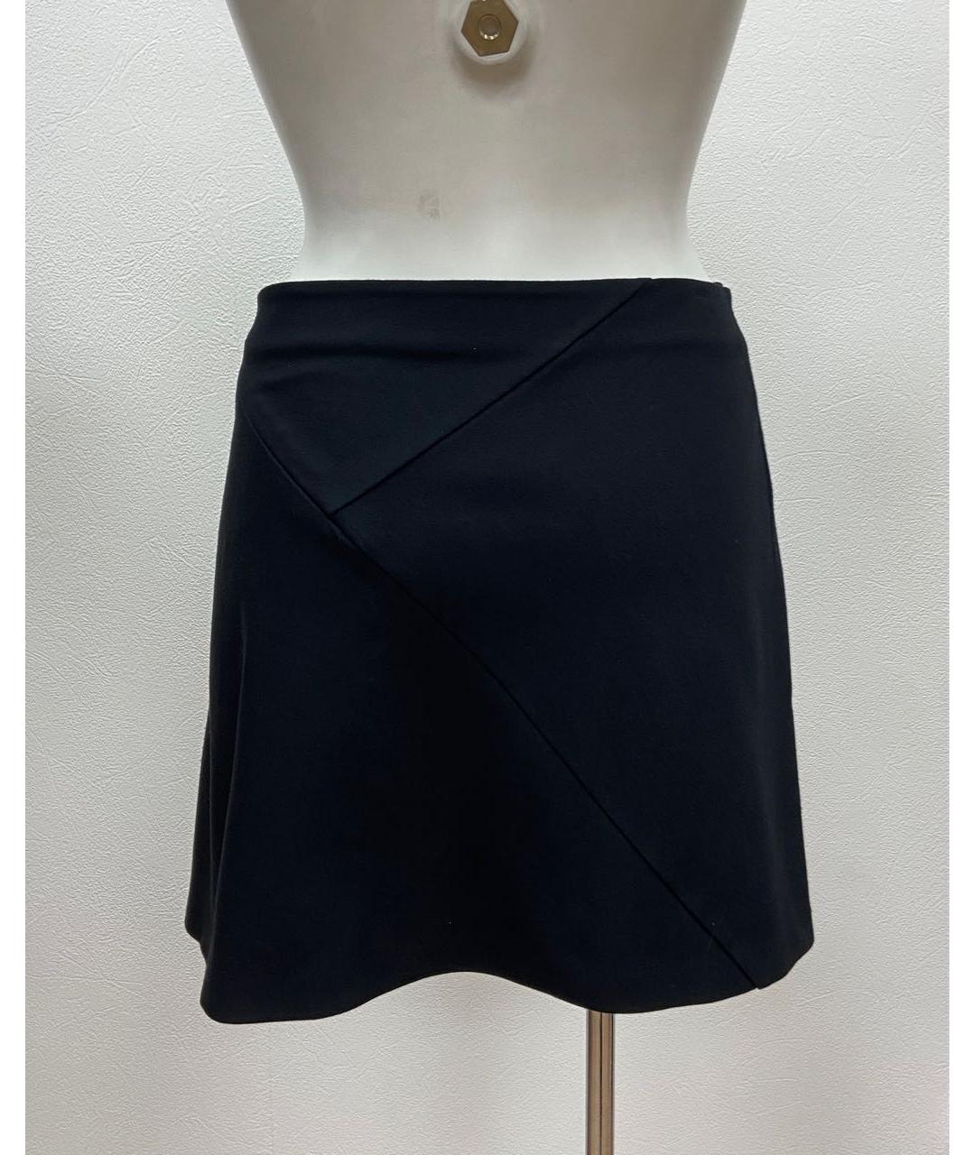 JIL SANDER Черная вискозная юбка мини, фото 2
