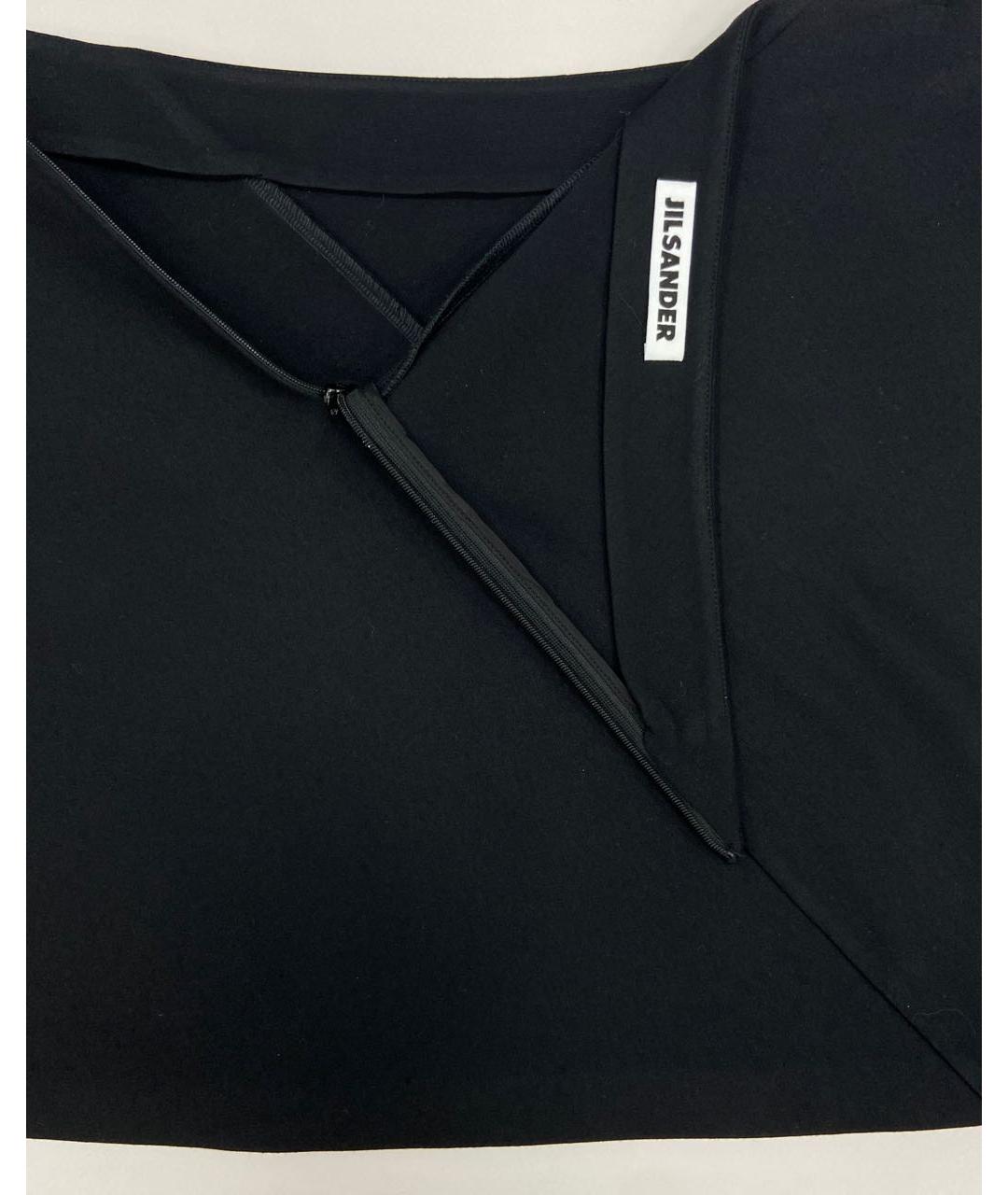 JIL SANDER Черная вискозная юбка мини, фото 3