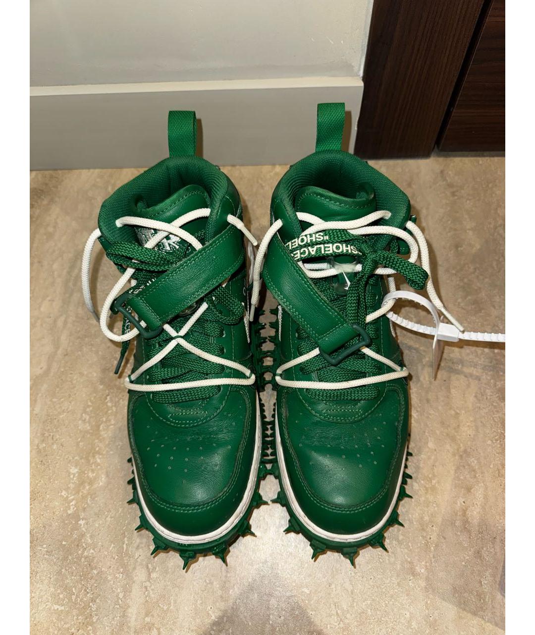 NIKE X OFF-WHITE Зеленые кожаные высокие кроссовки / кеды, фото 3