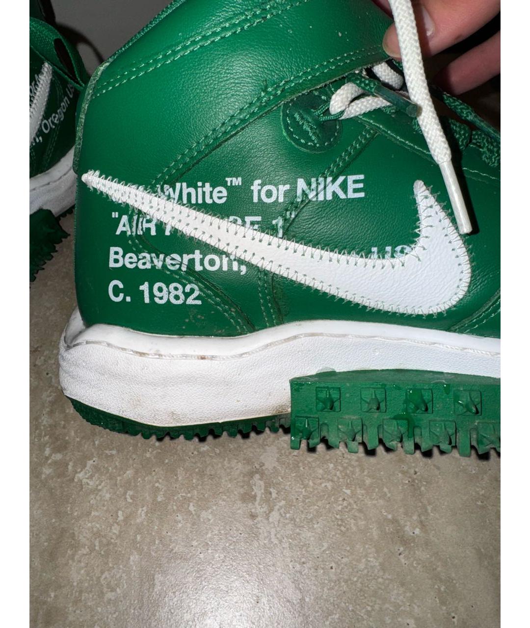 NIKE X OFF-WHITE Зеленые кожаные высокие кроссовки / кеды, фото 5