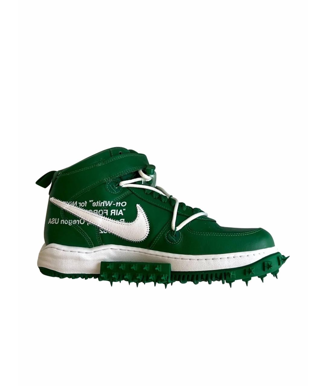 NIKE X OFF-WHITE Зеленые кожаные высокие кроссовки / кеды, фото 1