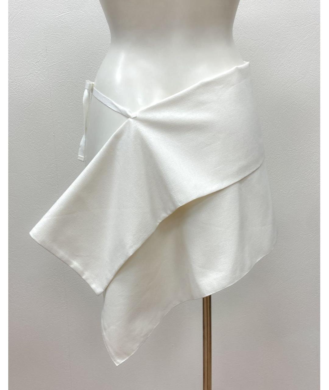 JIL SANDER Белая хлопковая юбка мини, фото 2