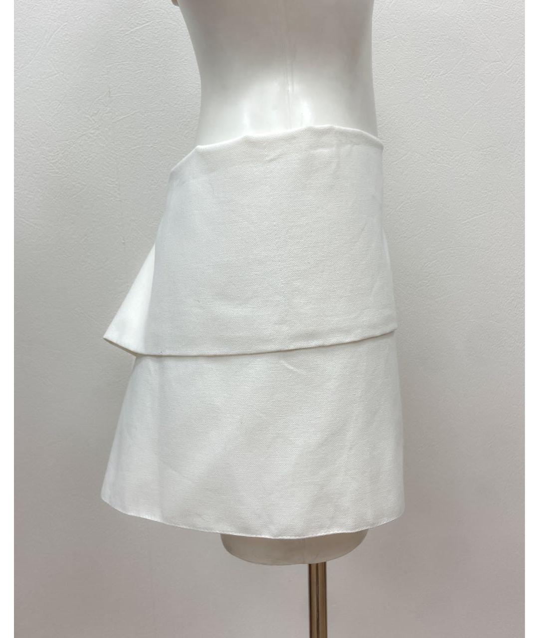 JIL SANDER Белая хлопковая юбка мини, фото 4