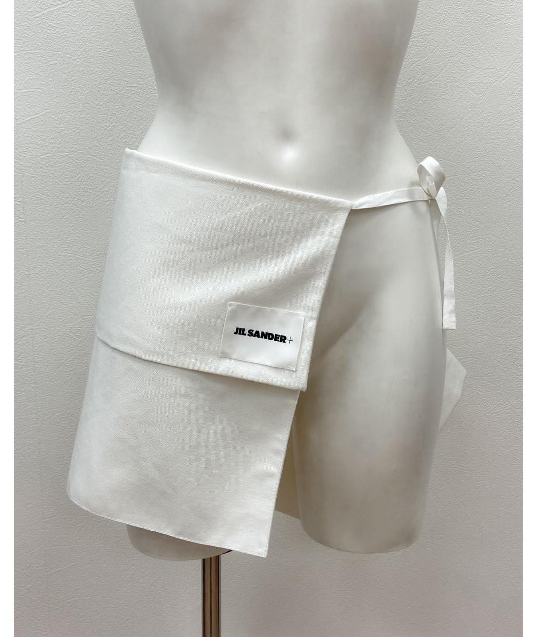 JIL SANDER Белая хлопковая юбка мини, фото 6