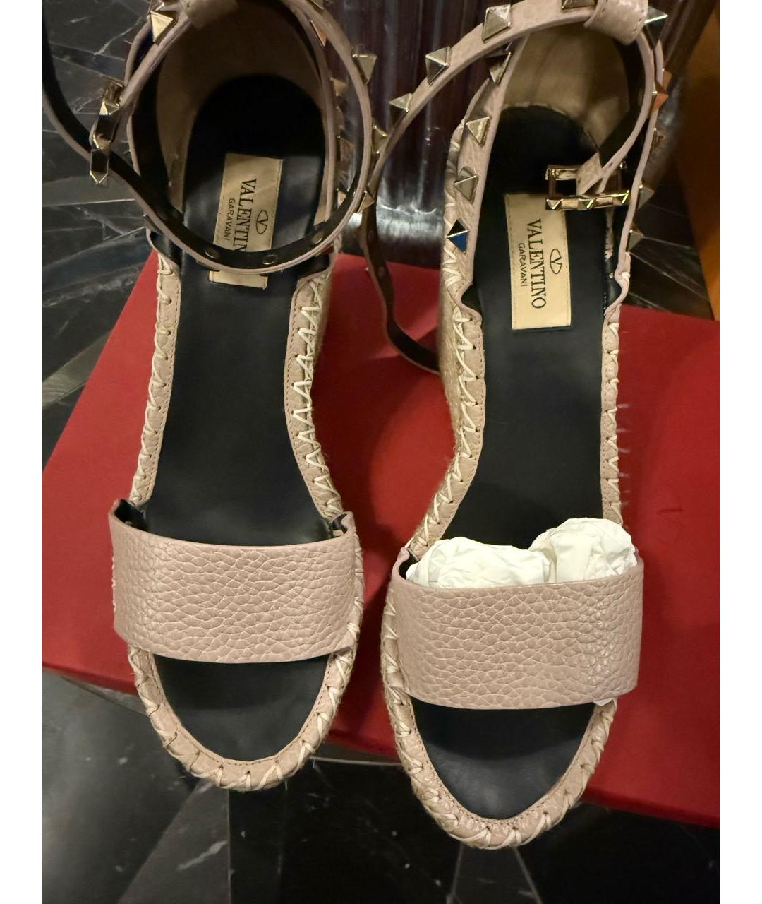VALENTINO Розовые кожаные босоножки, фото 2