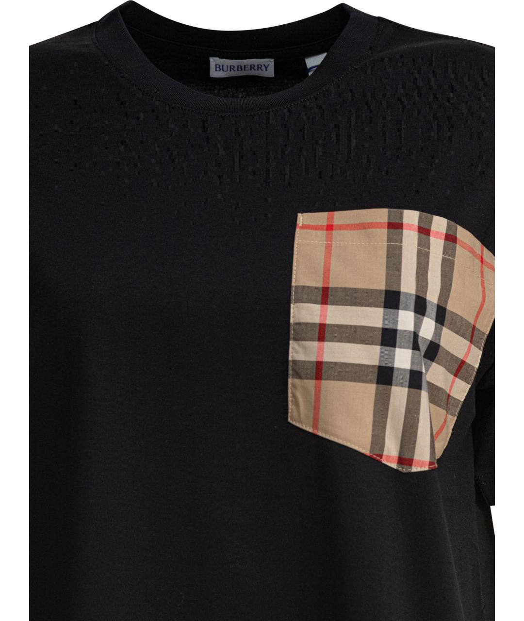BURBERRY Черная хлопковая футболка, фото 2