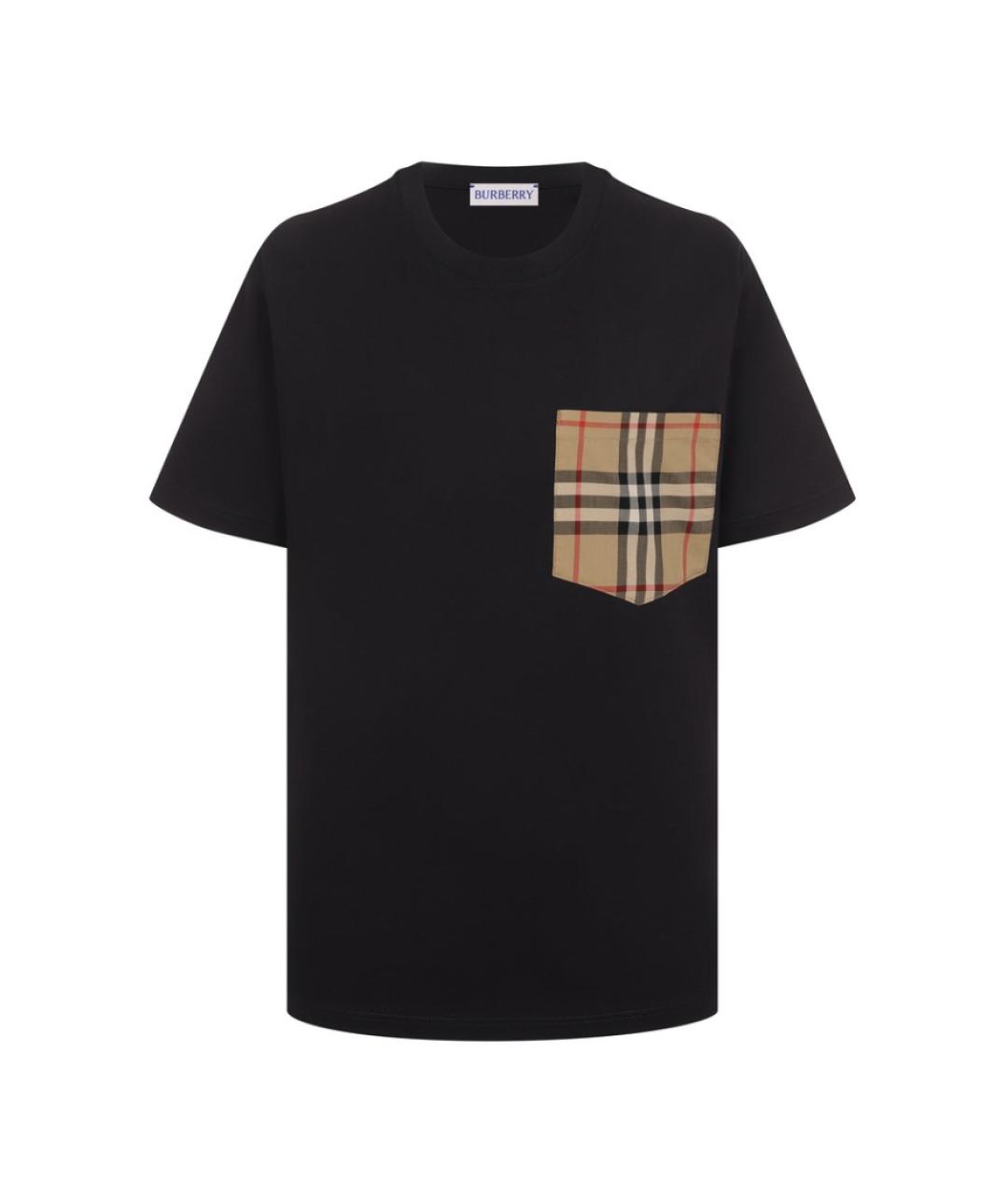 BURBERRY Черная хлопковая футболка, фото 1