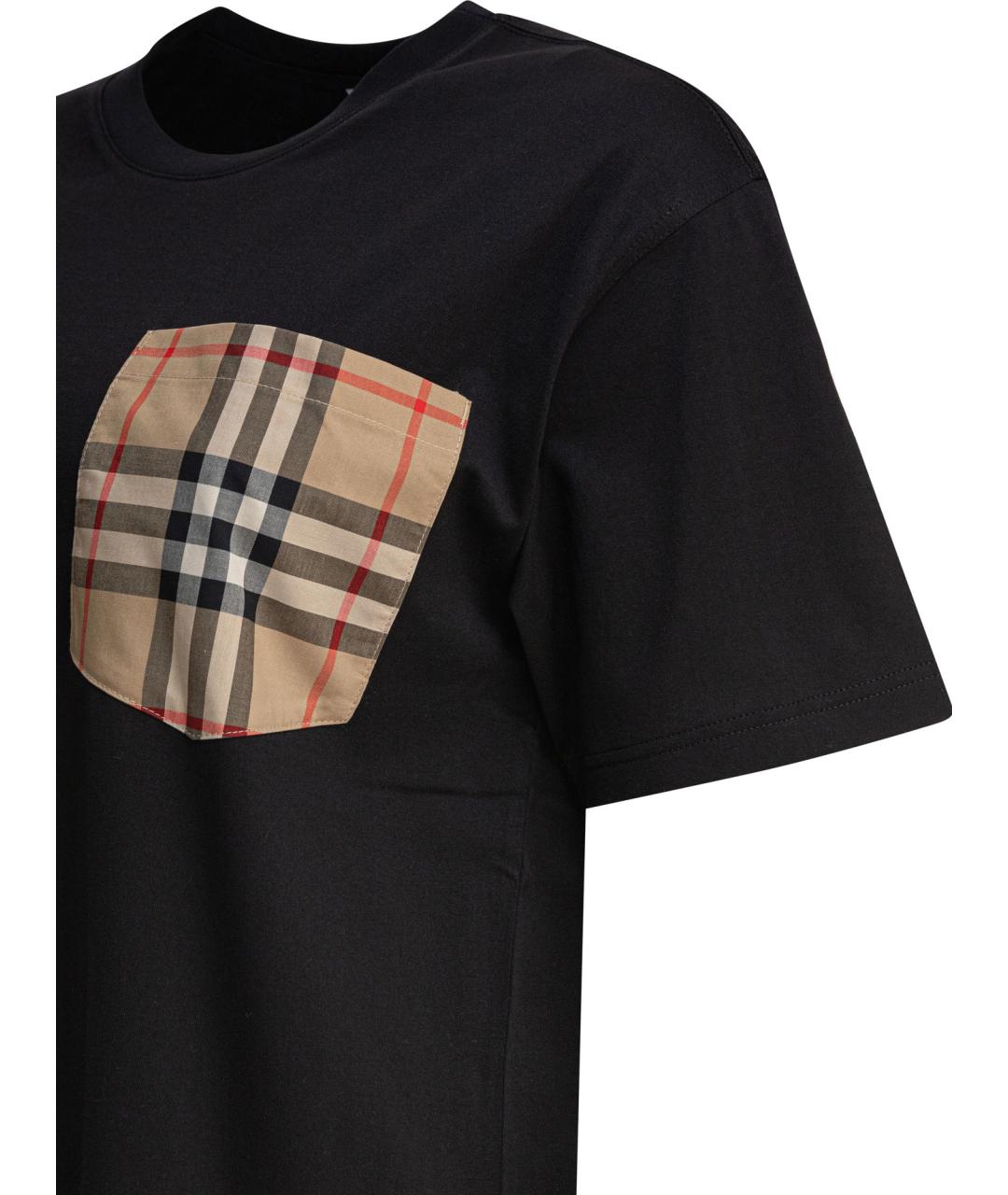 BURBERRY Черная хлопковая футболка, фото 3