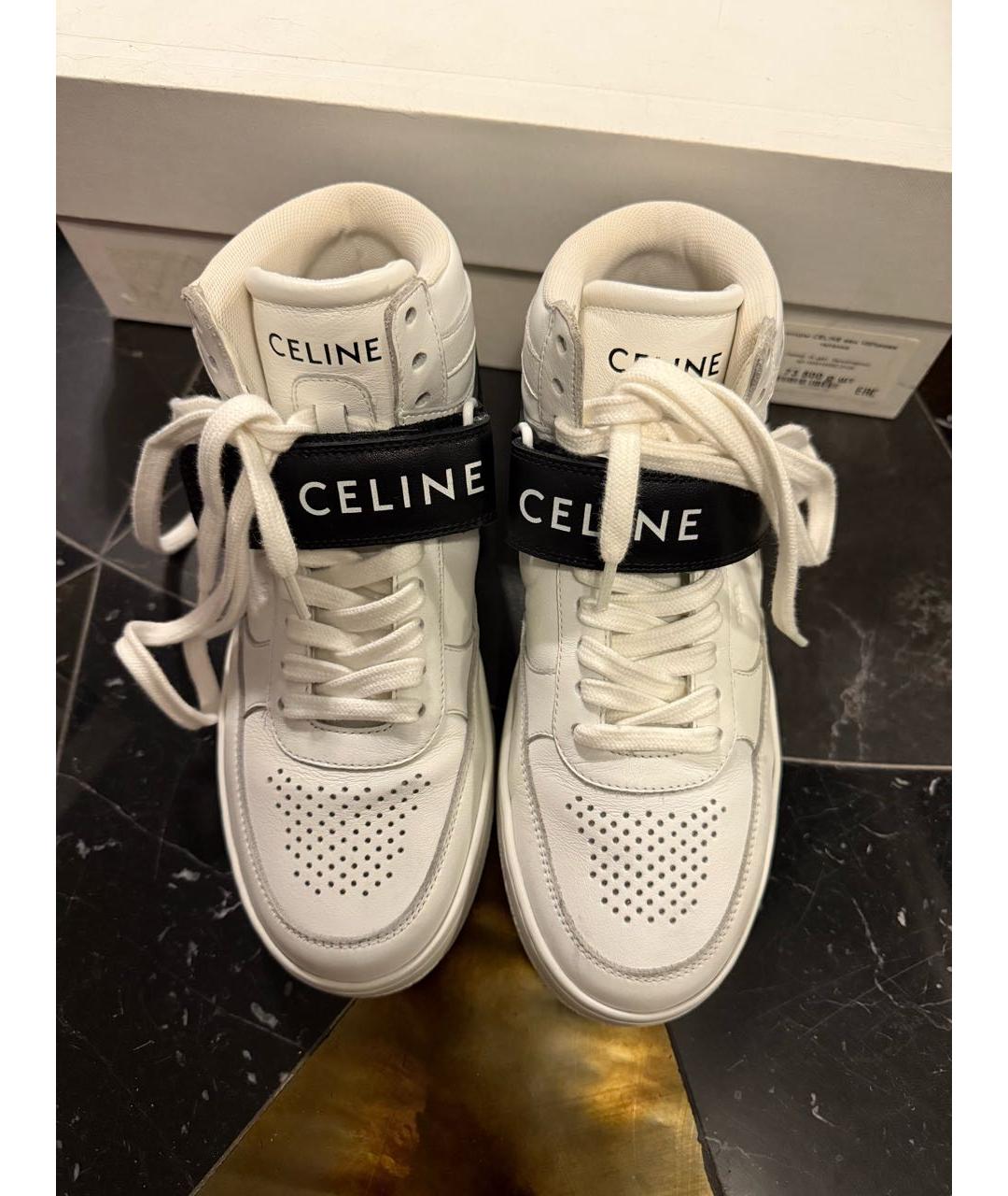 CELINE Белые кожаные кроссовки, фото 2