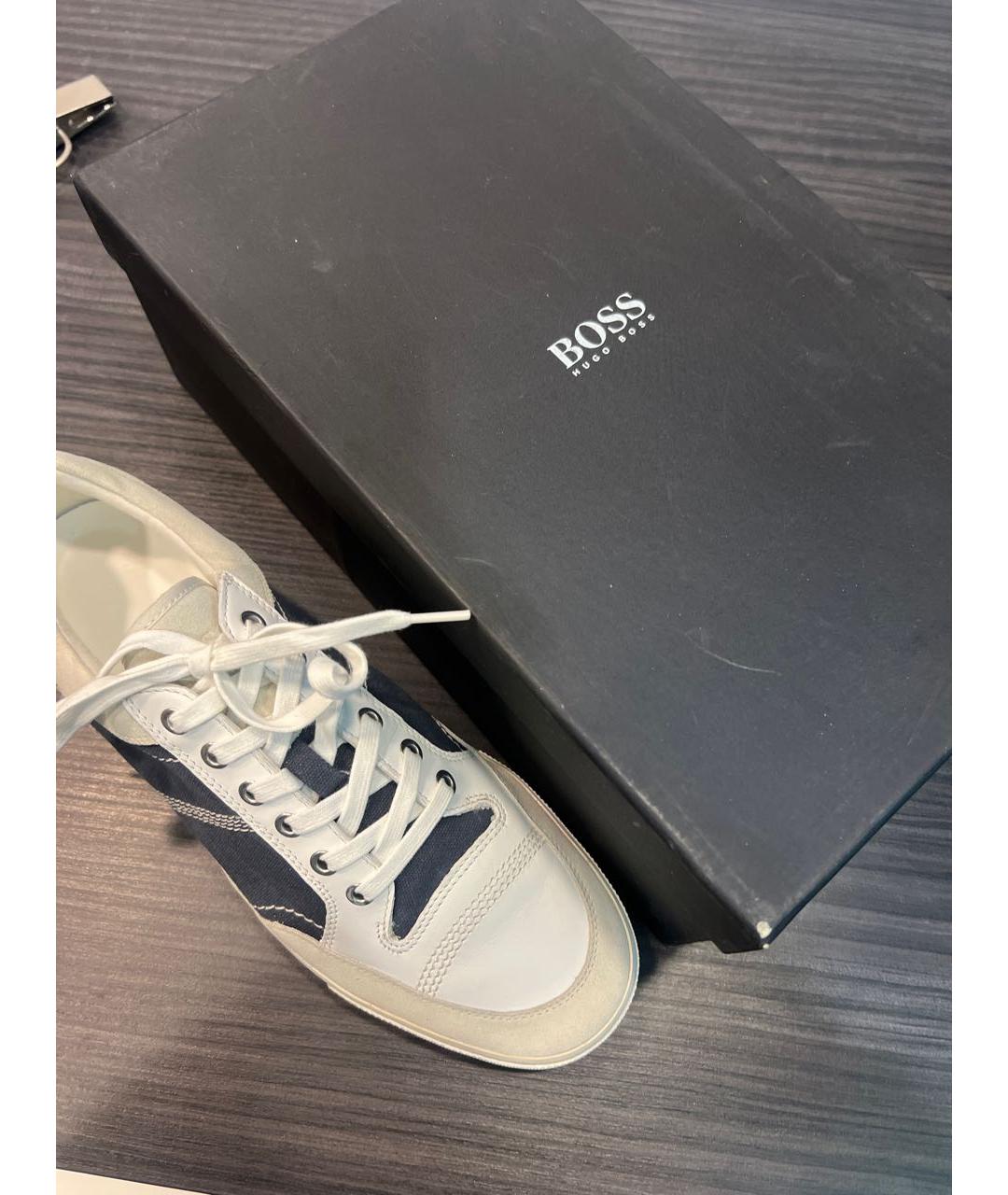 HUGO BOSS Белые кожаные низкие кроссовки / кеды, фото 4