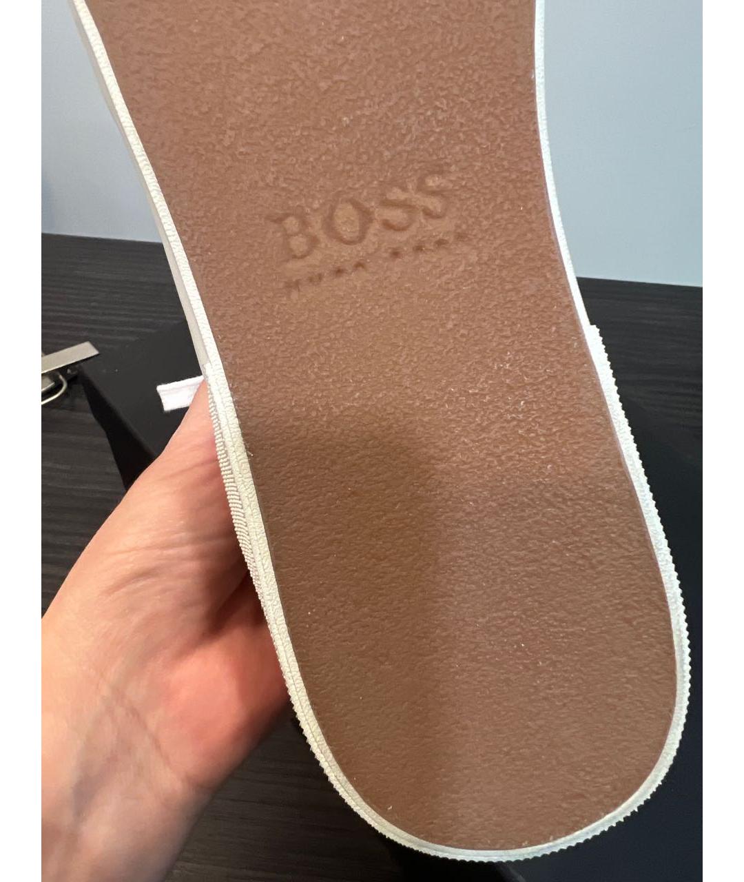 HUGO BOSS Белые кожаные низкие кроссовки / кеды, фото 3