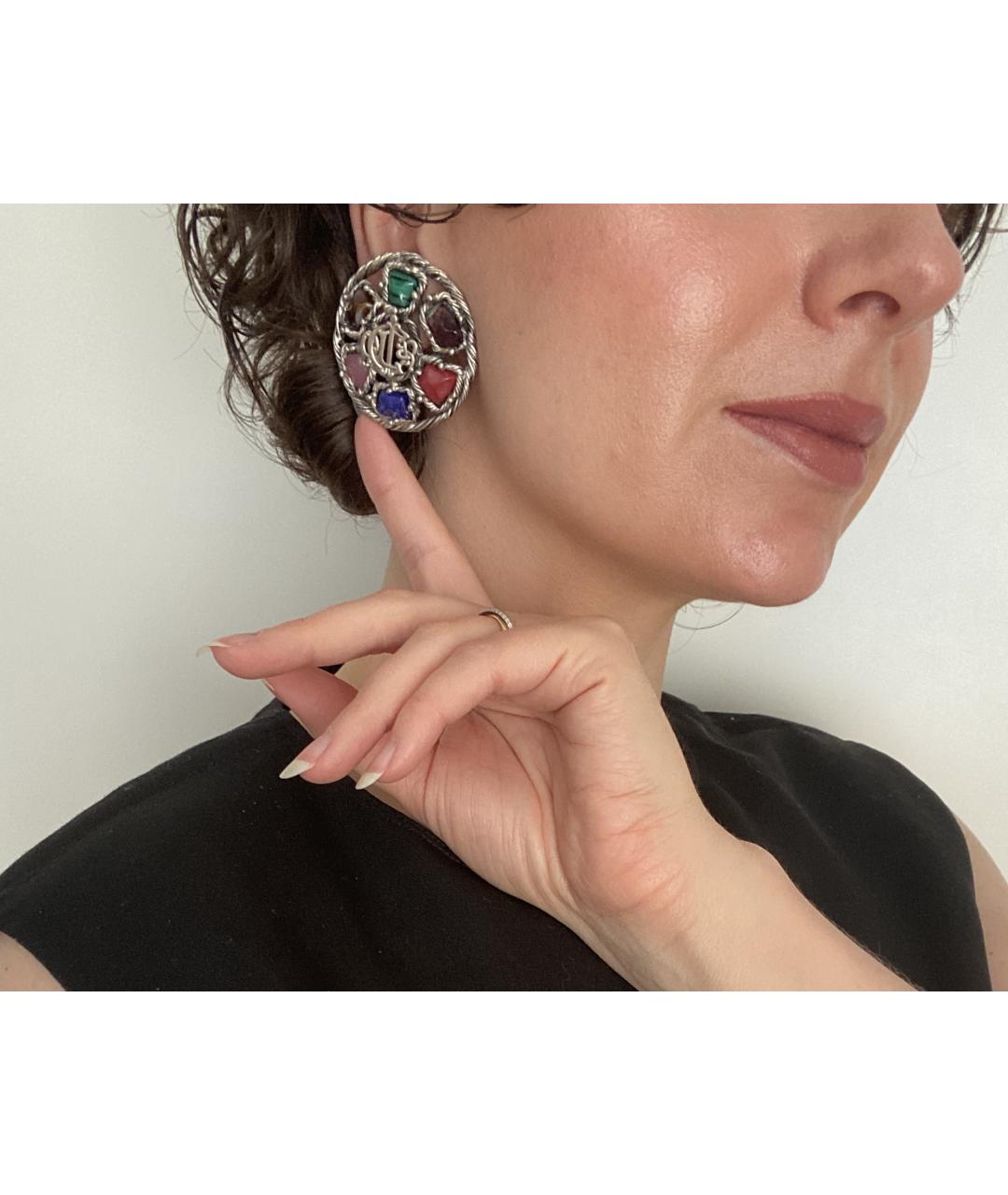 CHRISTIAN DIOR Серебряные с серебряным покрытием клипсы, фото 6
