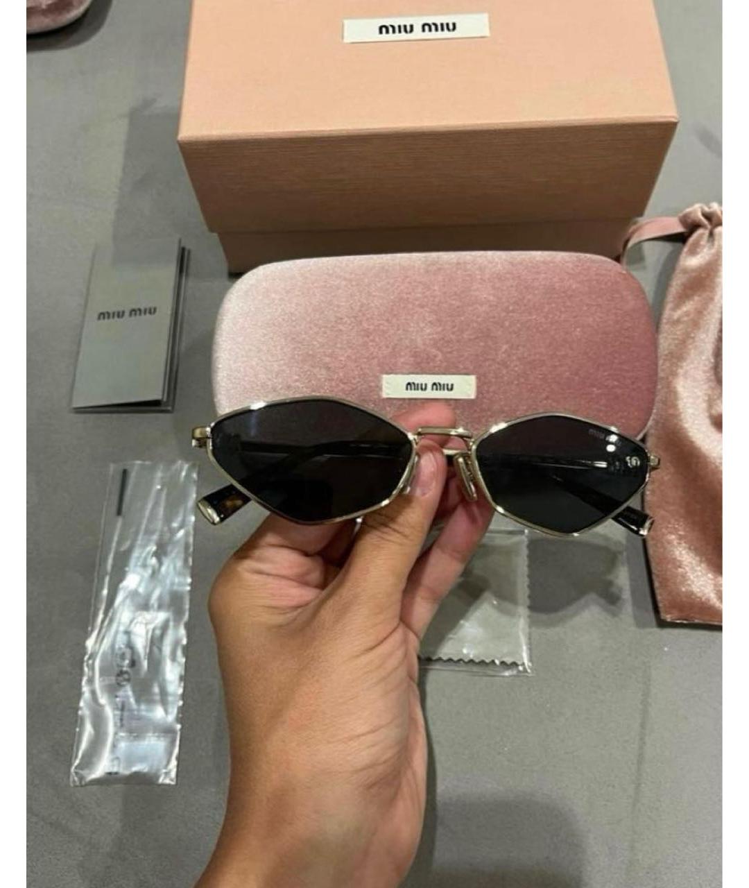 MIU MIU Коричневые металлические солнцезащитные очки, фото 5