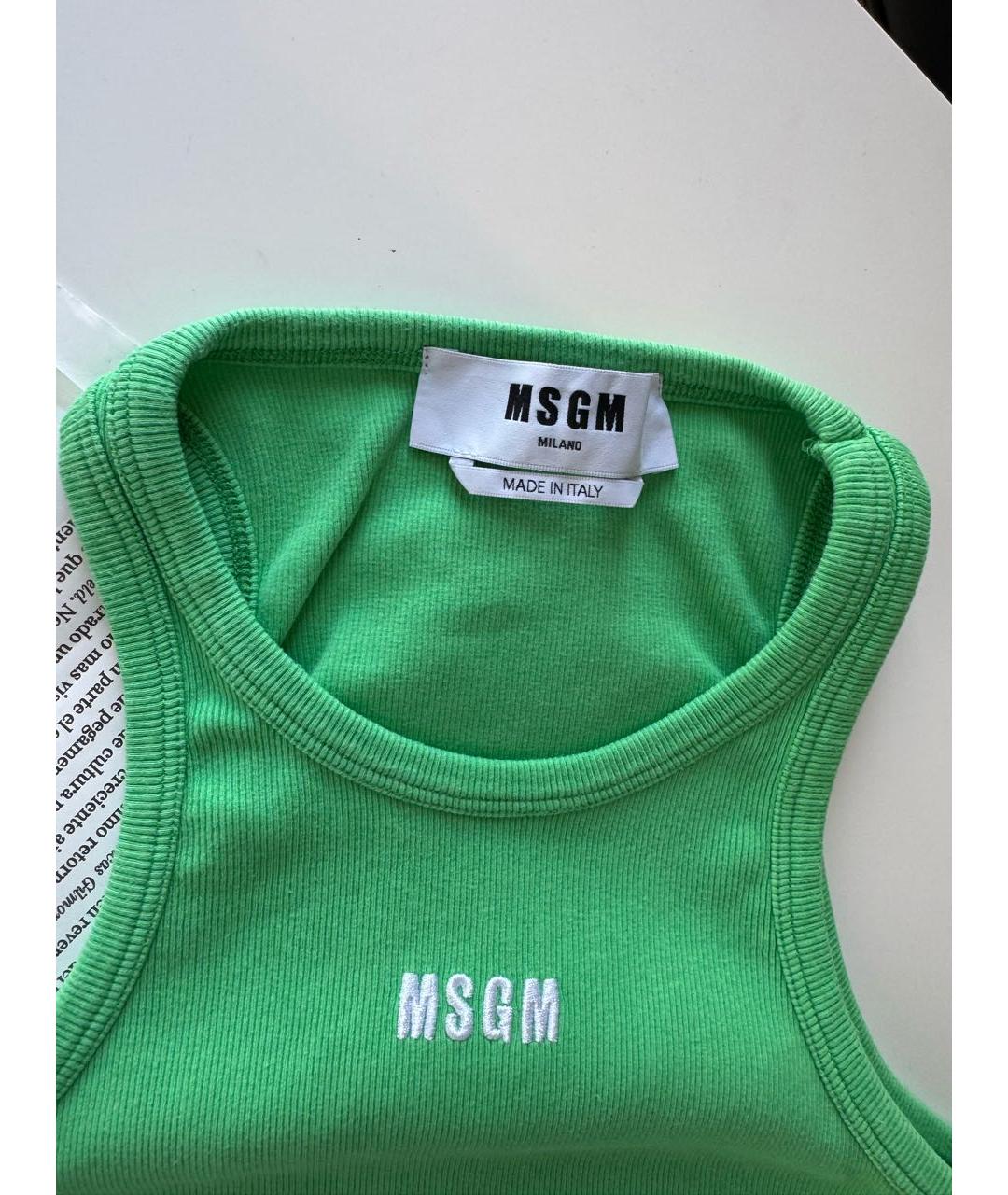 MSGM Зеленая хлопко-эластановая майка, фото 4