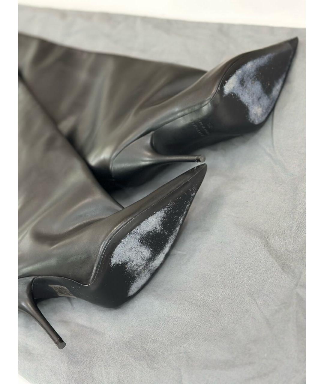 BALENCIAGA Черные кожаные ботфорты, фото 4
