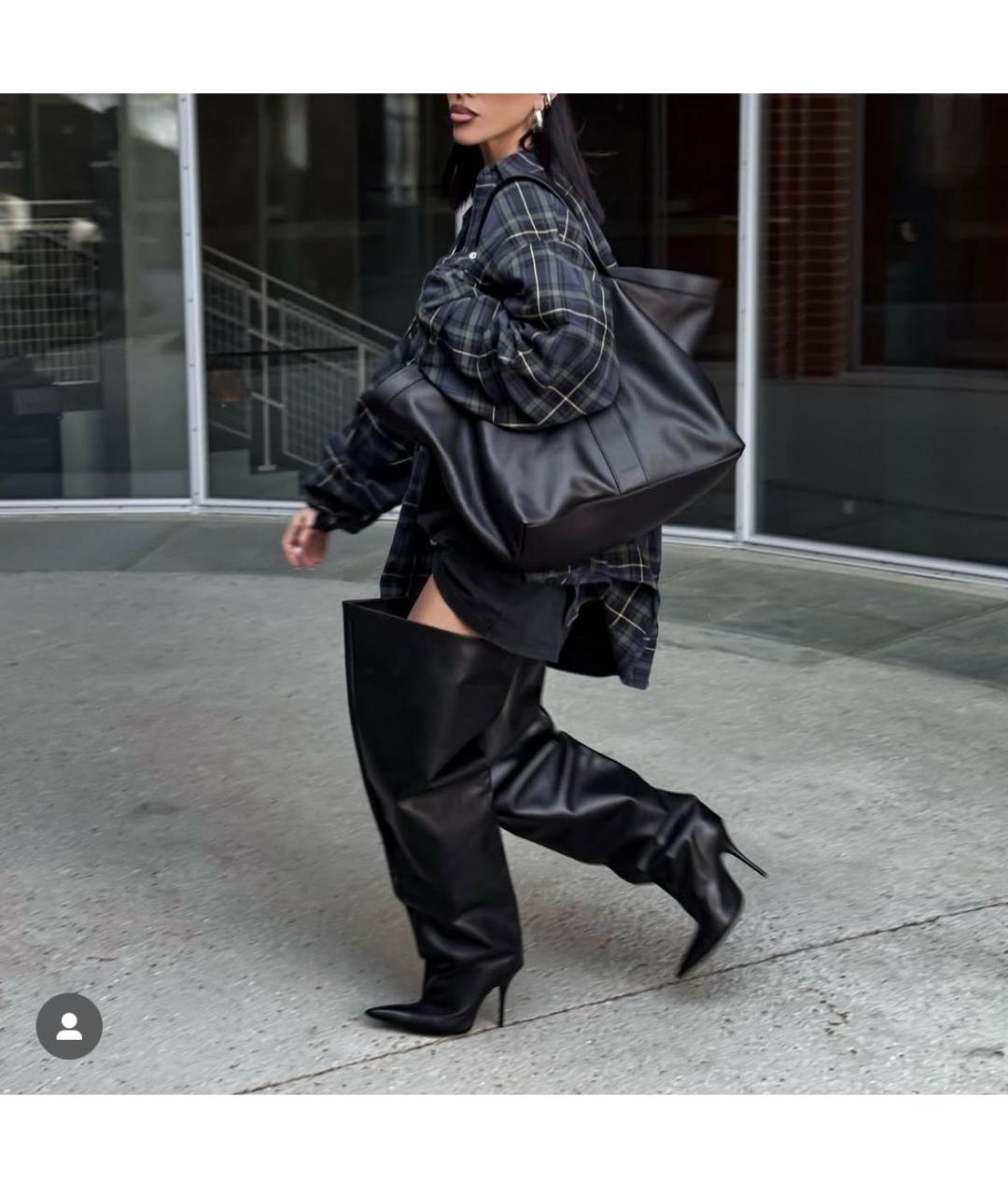 BALENCIAGA Черные кожаные ботфорты, фото 6