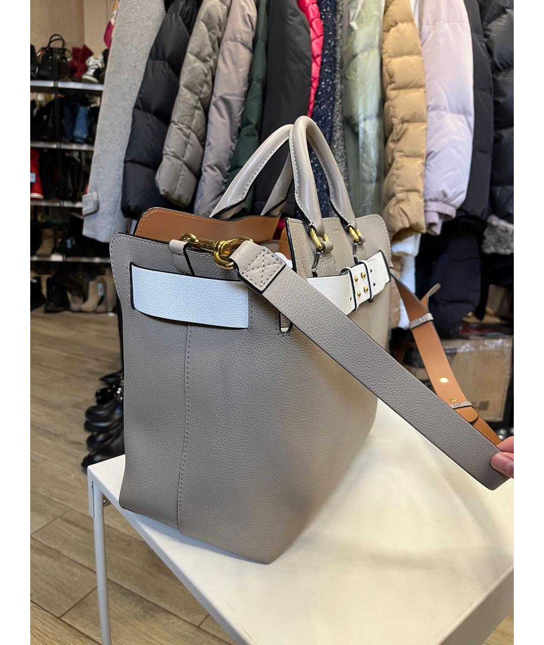 BURBERRY Бежевая кожаная сумка тоут, фото 5