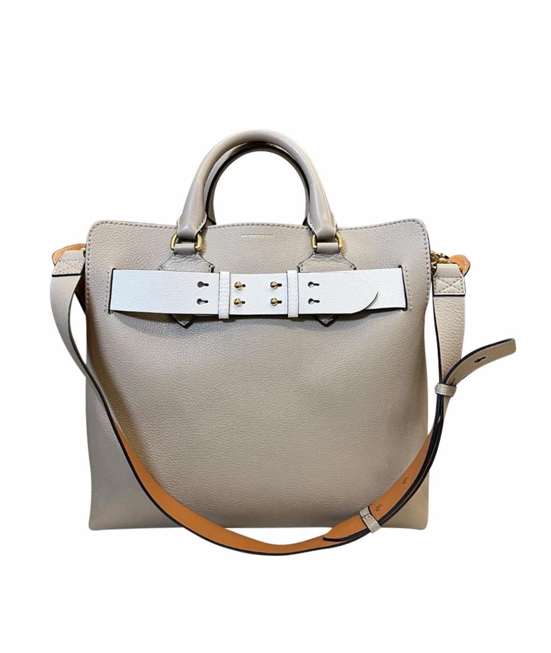 BURBERRY Бежевая кожаная сумка тоут, фото 1