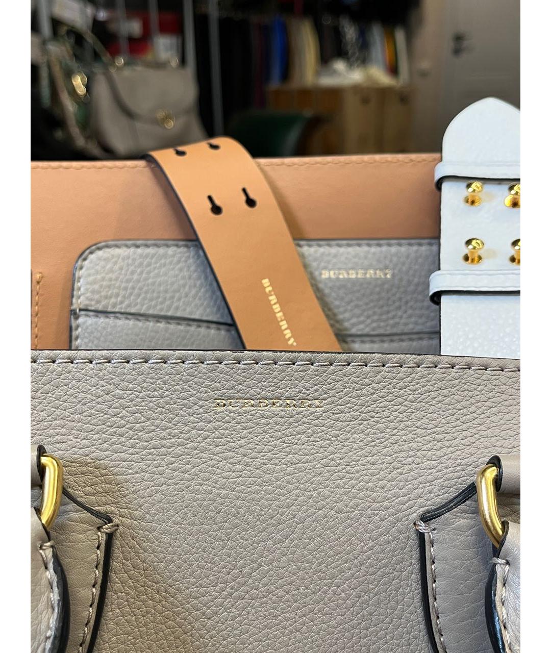 BURBERRY Бежевая кожаная сумка тоут, фото 7