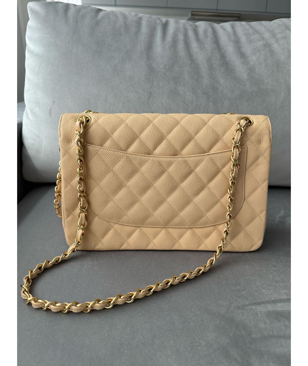 CHANEL Бежевая кожаная сумка через плечо, фото 2