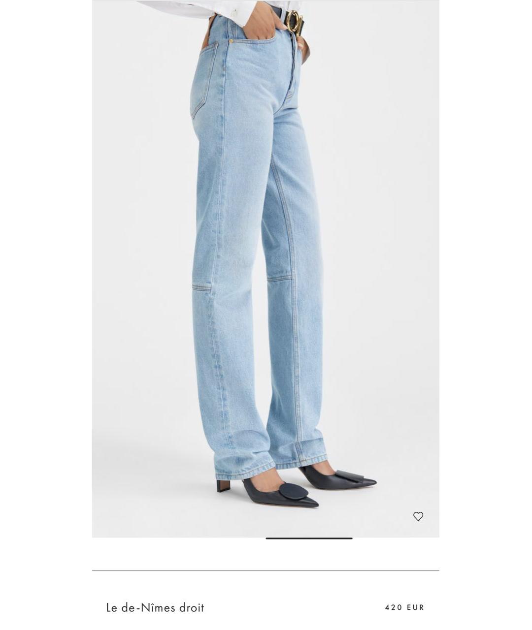 JACQUEMUS Голубые хлопковые прямые джинсы, фото 6
