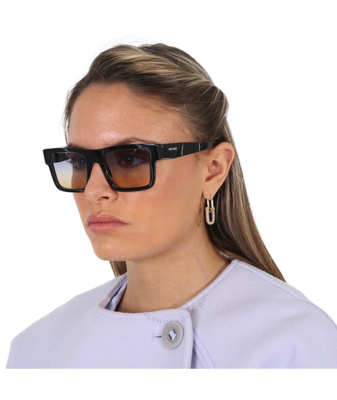 PRADA Черные пластиковые солнцезащитные очки, фото 7