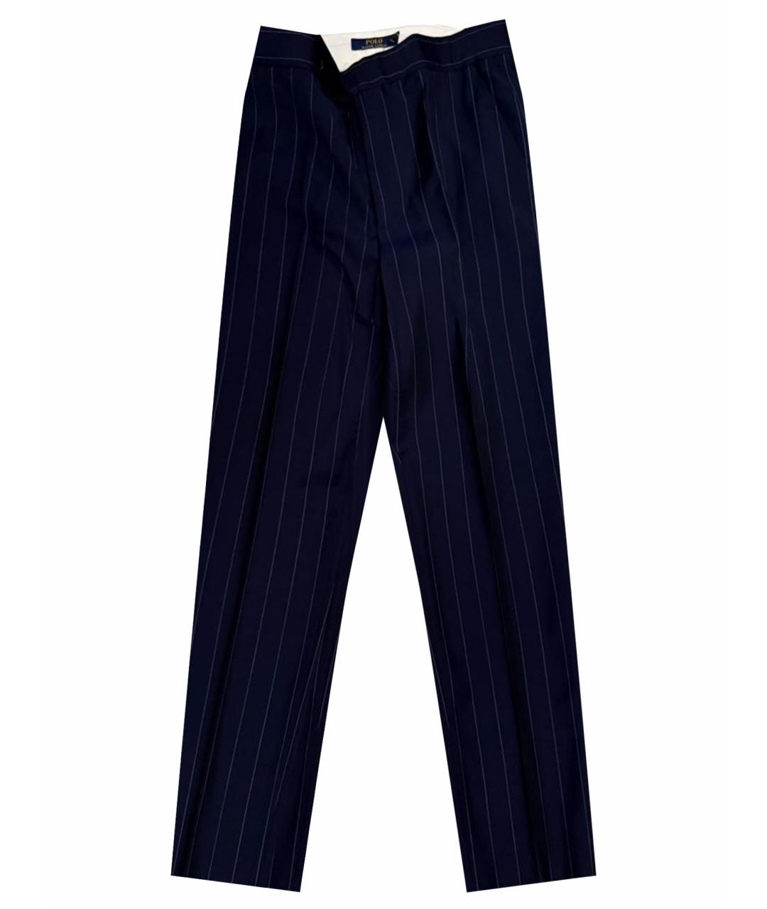 POLO RALPH LAUREN Темно-синие шерстяные прямые брюки, фото 1