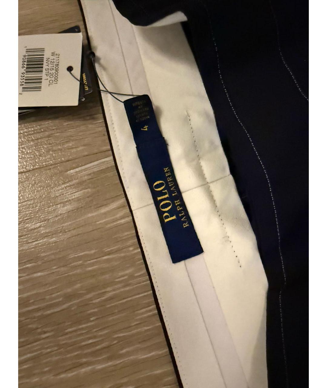 POLO RALPH LAUREN Темно-синие шерстяные прямые брюки, фото 2