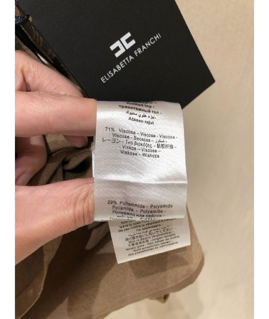 ELISABETTA FRANCHI Коричневая полиамидовая майка, фото 3