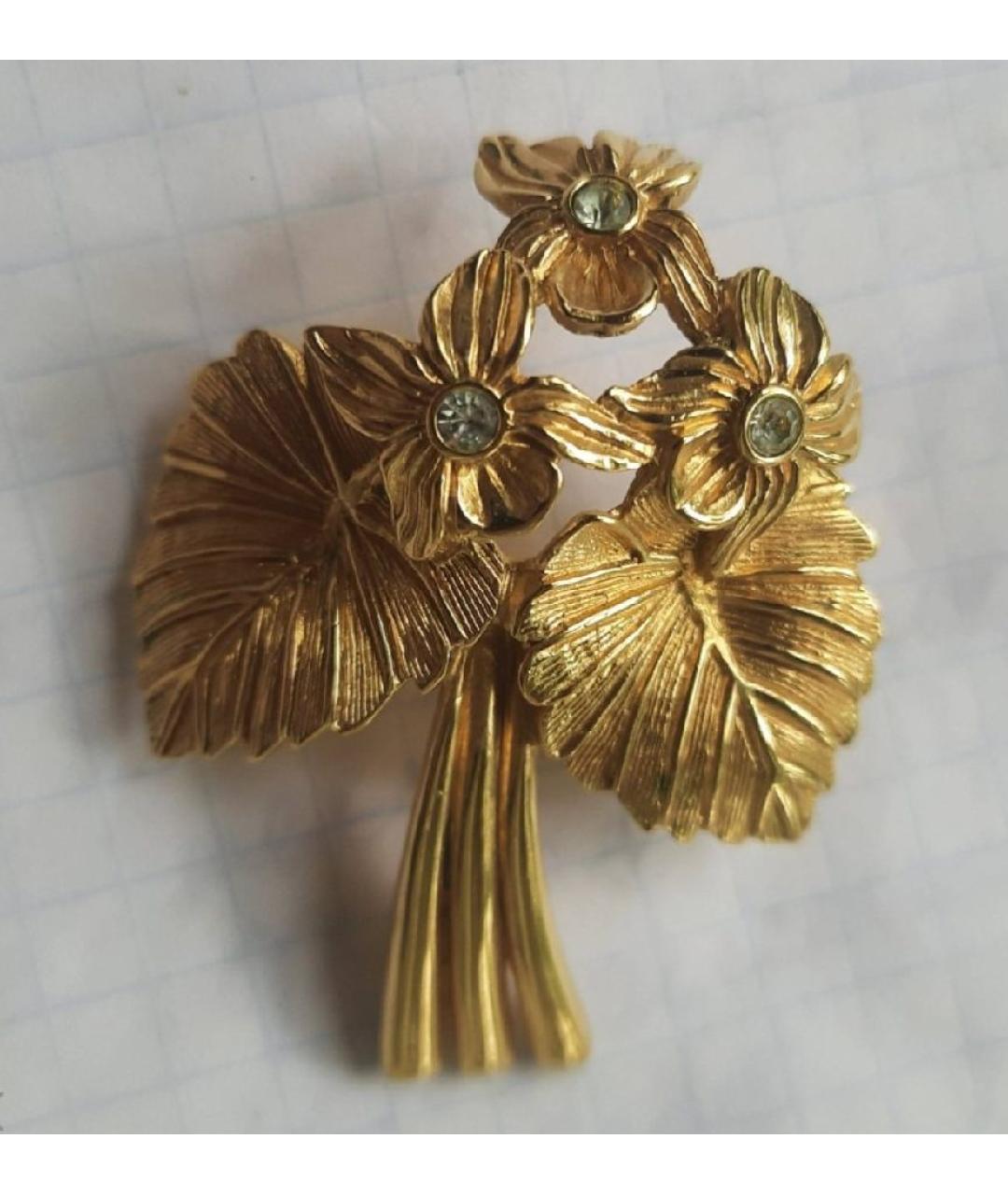 CHRISTIAN DIOR Золотая металлическая булавка / брошь, фото 2