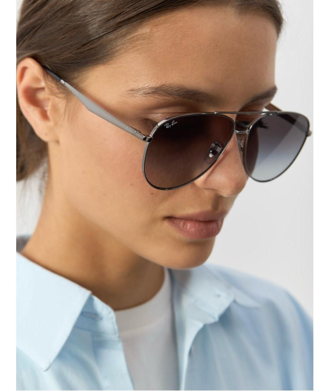 RAY BAN Серые металлические солнцезащитные очки, фото 2